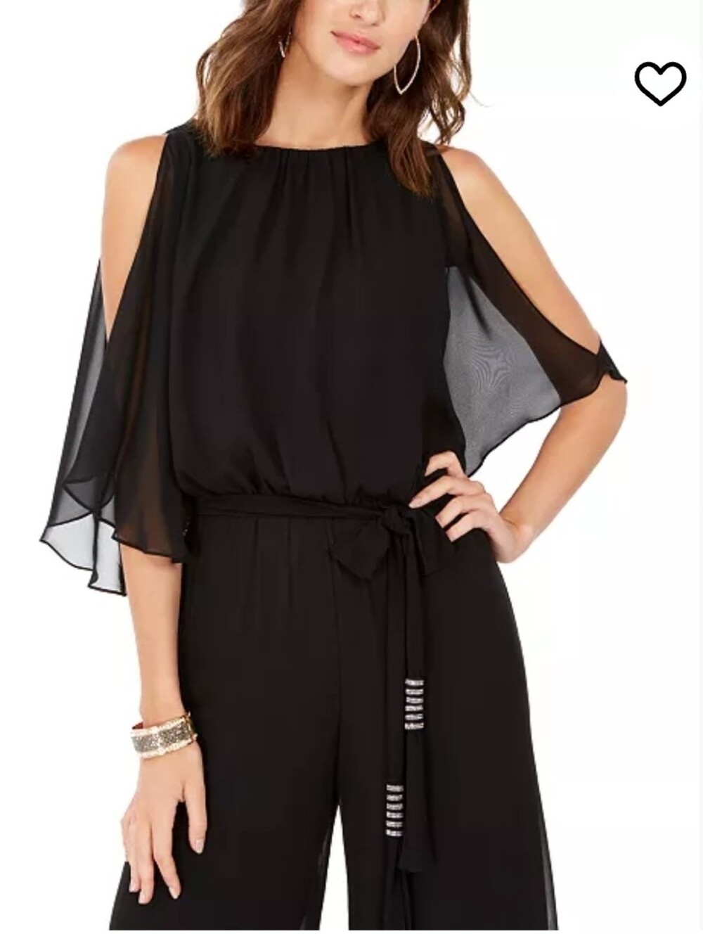 Black MSK Dressy Jumpsuit with Waist Tie